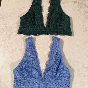 Victoria's Secret Lace Bralette in Cornflower Blue(NWT) and Dark Green(NWOT)